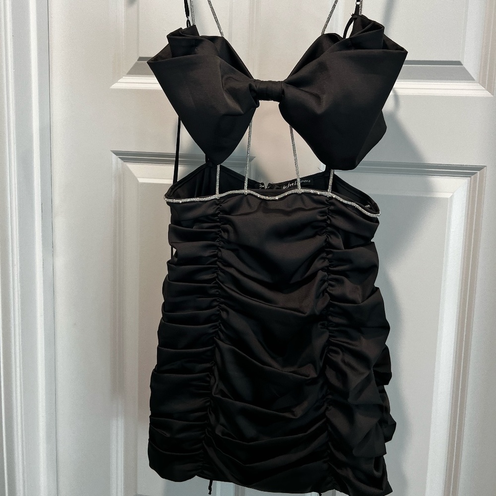Holiday Cocktail Dress - For Love and Lemons Satin Bow Mini Dress (WORN ONCE)
